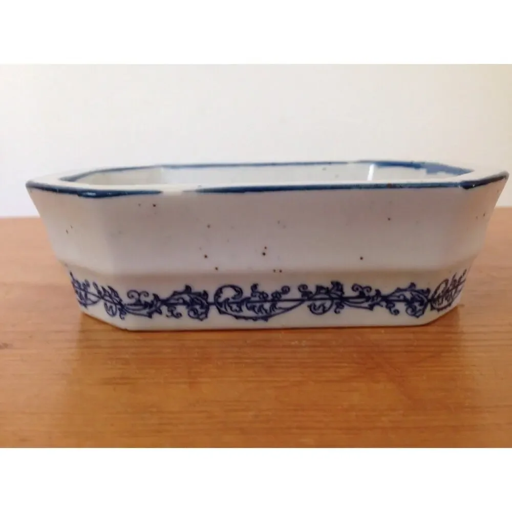 Vtg Japanese Stoneware French Country Floral Porcelain Bathroom Bar Soap Dish